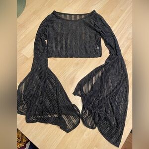 Sheer Bell Sleeve Crop Top